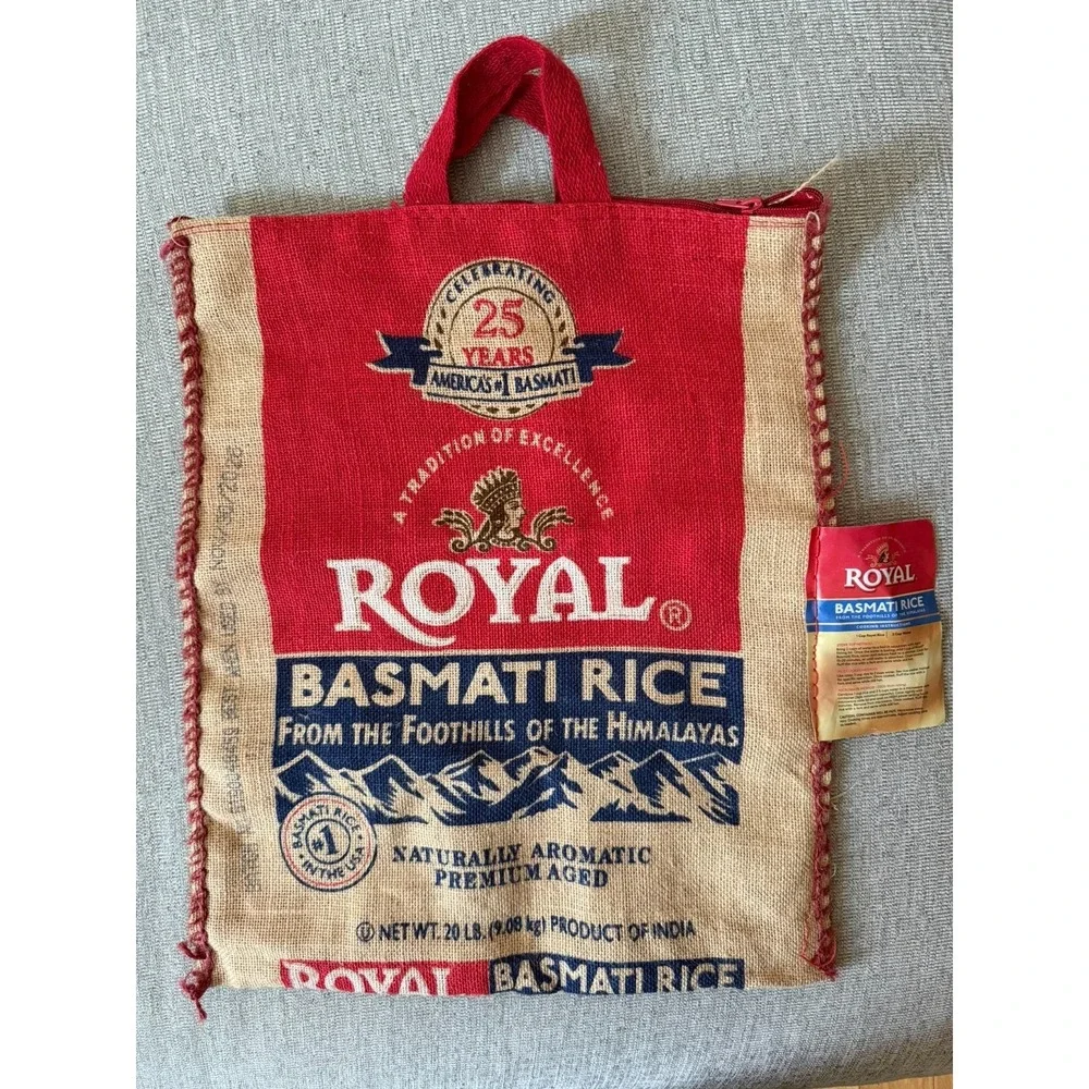Two Royal basmati rice burlap bag. Tote bags (No‎ Rice)